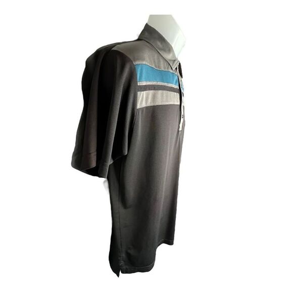 Travis Matthew Men's Striped Short Sleeve Golf Polo Shirt Black Gray Medium - Picture 4 of 13